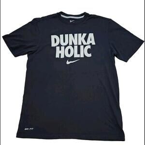 Nike Dri Fit Shirt Medium Dunka Holic Black Graphic Tee Basketball
